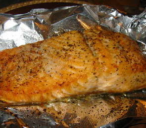 Salmon with a Tangy Mustard Mayonnaise Topping