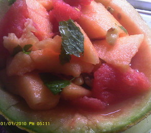 Cantaloupe and Watermelon Salad