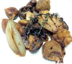 Braised Mushrooms, Shallots, & Chestnuts