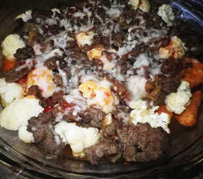 Sweet Potato, Cauliflower & Ground Beef Casserole