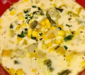 Mexican Poblano Corn Chowder (Crema Poblana)